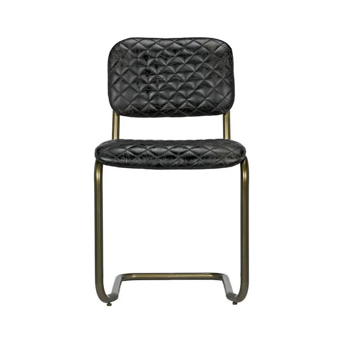 0037 Dining Cantilever Side Chair – Black Quilted Leather