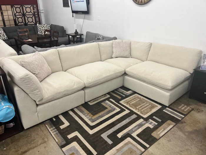 124″ L-Shaped Luxury Dreamscape 4 Piece Feather Cloud Sectional Sofa