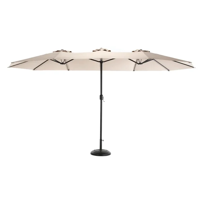 14.8 Ft Double Sided Outdoor Umbrella Rectangular Large with Crank ( khaki )