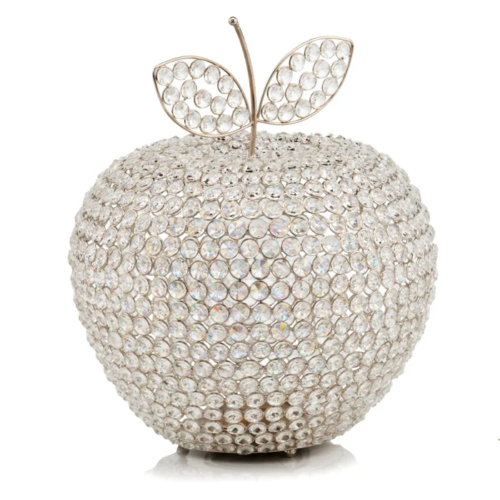 14″ Extra Large Silver Apple Faux Crystal Sculpture By Homeroots