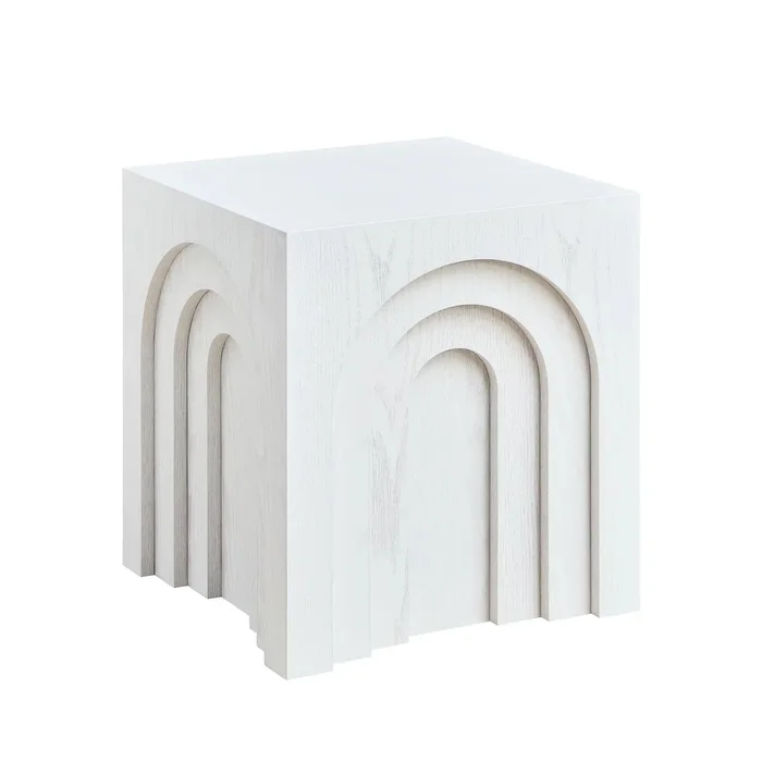 15.74” Square Side Table Small Coffee Table Accent Table Bedside Table for Living Room Bedroom,WHITE