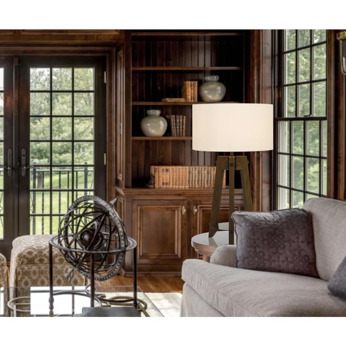 150W 3 Way Bilzen Ash Wood Tripod Table Lamp By Cal Lighting – Walnut