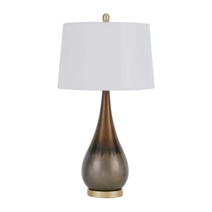 150W 3 Way Carmi Metal Table Lamp With Hardback Taper Drum Fabric Shade By Cal Lighting – Taupe