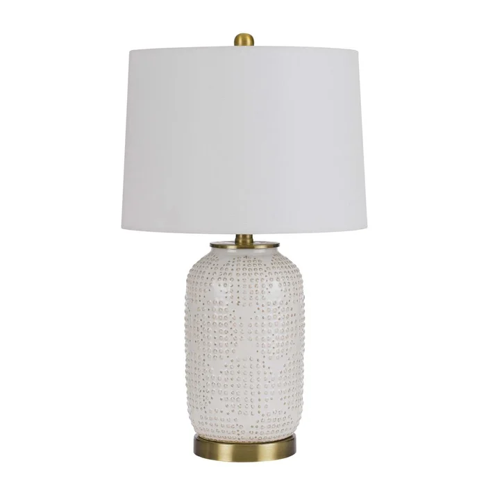 150W 3 Way Sedalia Ceramic Table Lamp With Hardback Fabric Shade By Cal Lighting – Ivory