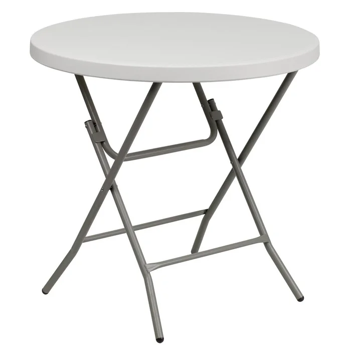 2.63-Foot Round Granite In White Plastic Folding Table By Flash Furniture – Granite White
