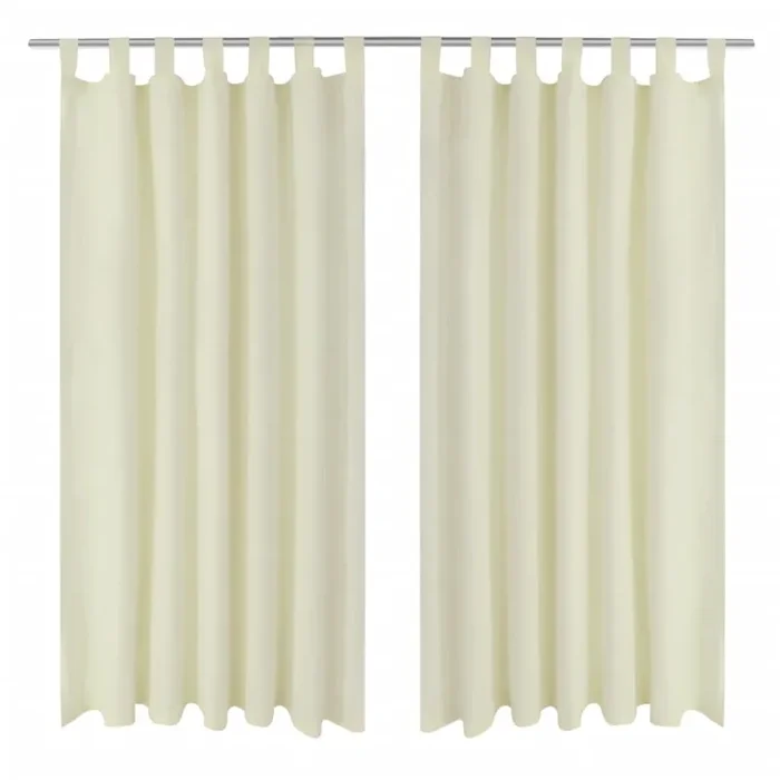 2 pcs Cream Micro-Satin Curtains with Loops 140 x 245 cm