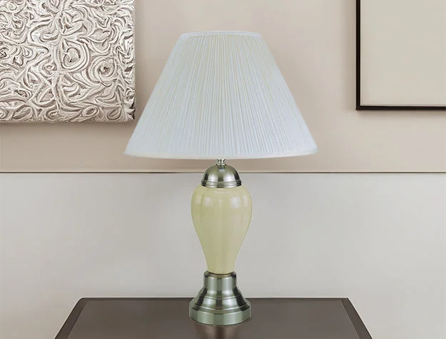 26″ Porcelain Lamp, Satin Nick