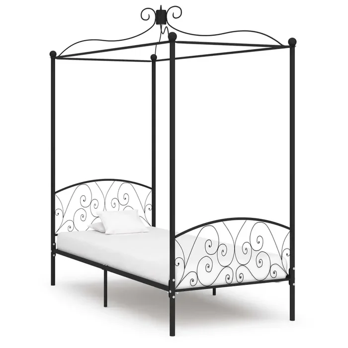 284475 vidaXL Canopy Bed Frame without Mattress Black Metal 100×200 cm
