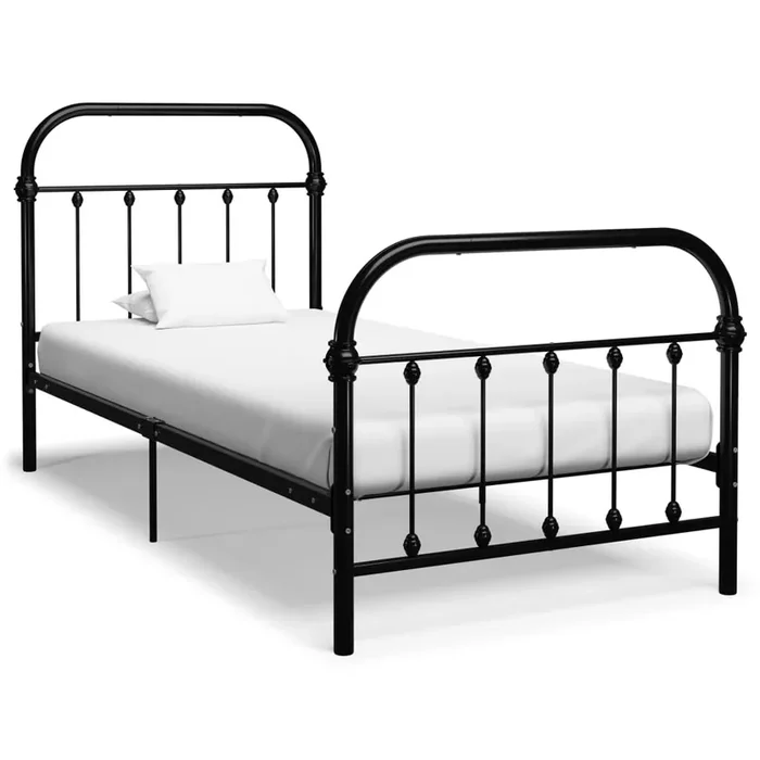 284498 vidaXL Bed Frame without Mattress Black Metal 90×200 cm