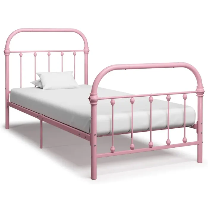 284510 vidaXL Bed Frame without Mattress Pink Metal 90×200 cm