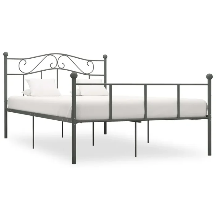 284534 vidaXL Bed Frame without Mattress Grey Metal 160×200 cm