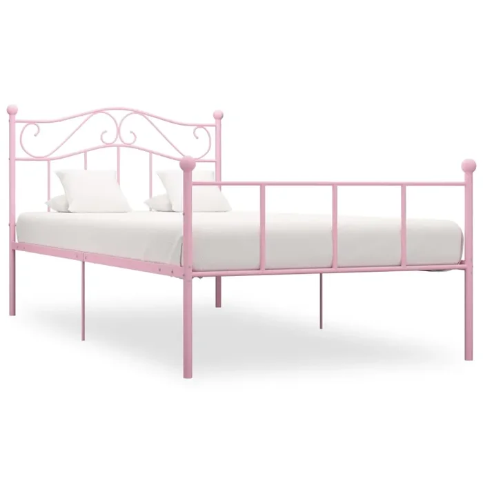 284537 vidaXL Bed Frame without Mattress Pink Metal 90×200 cm
