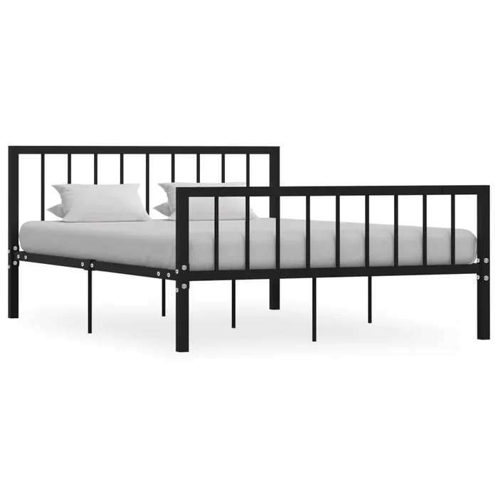 284571 vidaXL Bed Frame without Mattress Black Metal 140×200 cm