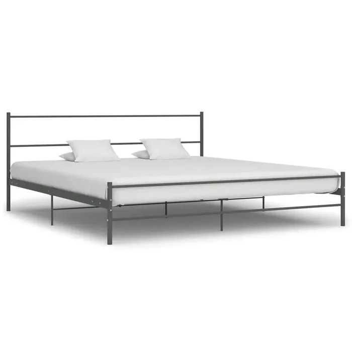 284684 vidaXL Bed Frame without Mattress Grey Metal 180×200 cm Super King