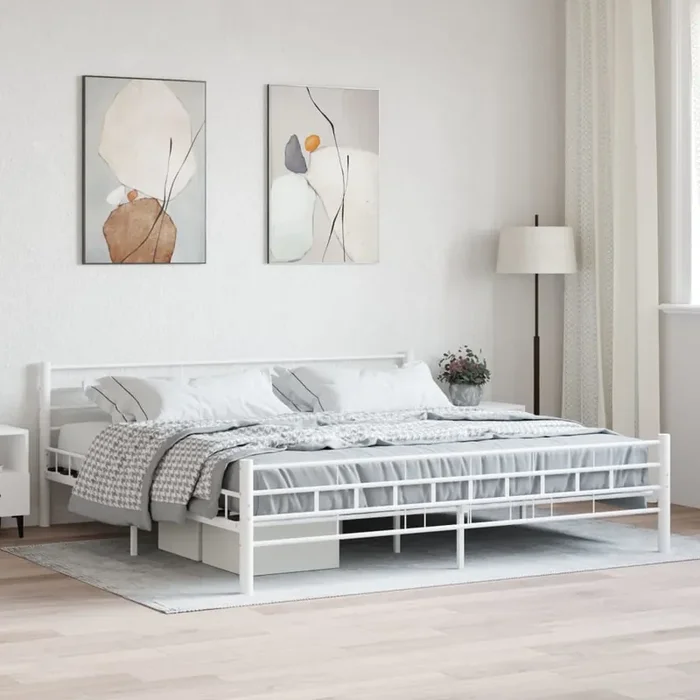 285301 vidaXL Bed Frame White Metal 200×200 cm