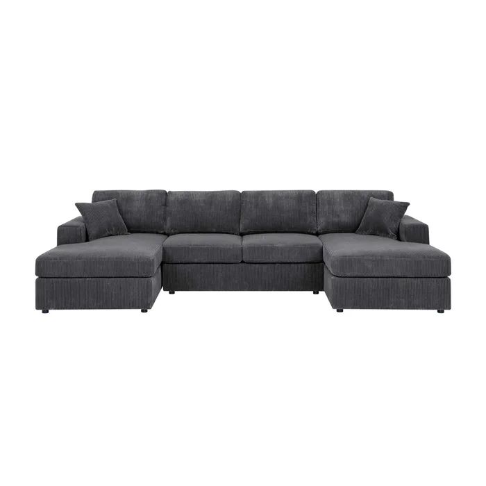 3 – Piece Corduroy Double-Chaise Sectional