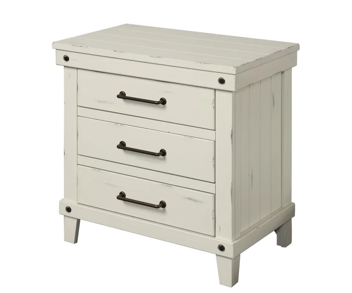 3 Drawer Elegant Nightstand – White