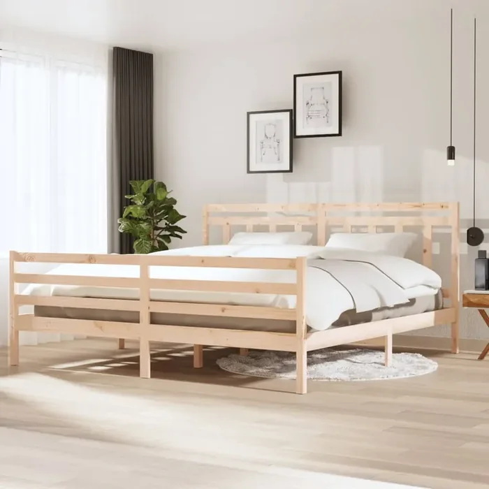 3100674 vidaXL Bed Frame without Mattress Solid Wood 200×200 cm (810450+814114)