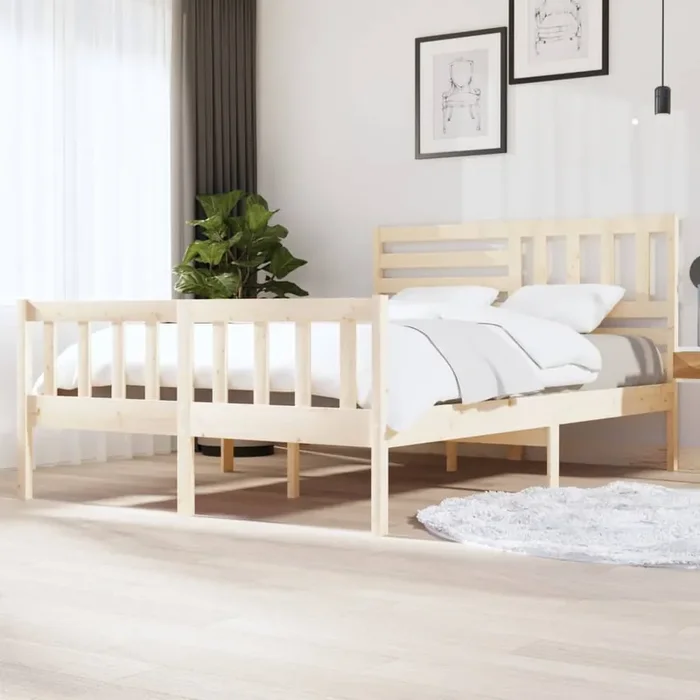 3101153 vidaXL Bed Frame without Mattress Solid Wood 140×200 cm (810082+814144)