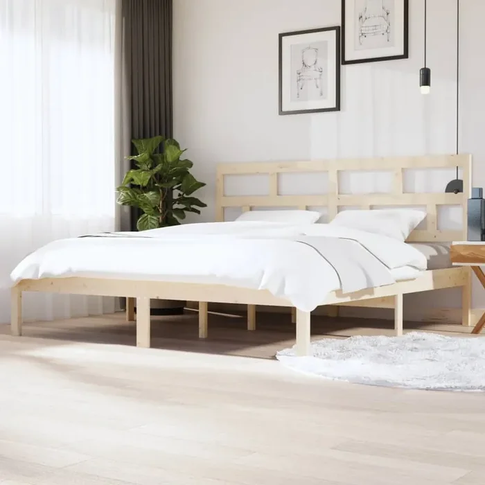 3101238 vidaXL Bed Frame without Mattress Solid Wood Pine 200×200 cm (810037+814214)