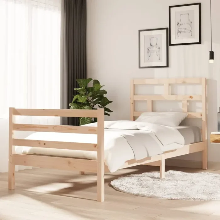 3101268 vidaXL Bed Frame without Mattress Solid Wood 90×200 cm (810415+814174)