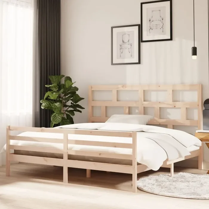 3101303 vidaXL Bed Frame without Mattress Solid Wood 200×200 cm (810450+814214)