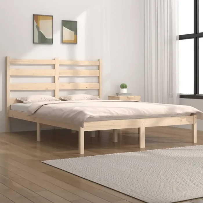 3103668 vidaXL Bed Frame without Mattress Solid Wood 200×200 cm (810037+818440)
