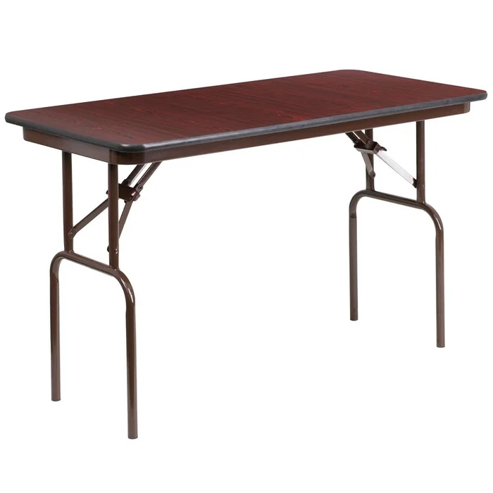 4-Foot Mahogany Melamine Laminate Folding Banquet Table By Flash Furniture – Mahogany