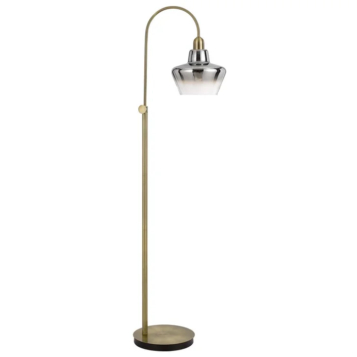 40W Duxbury Metal Arc Floor Lamp With Electoral Plated Smoked Glass Shade By Cal Lighting – Antique Brass