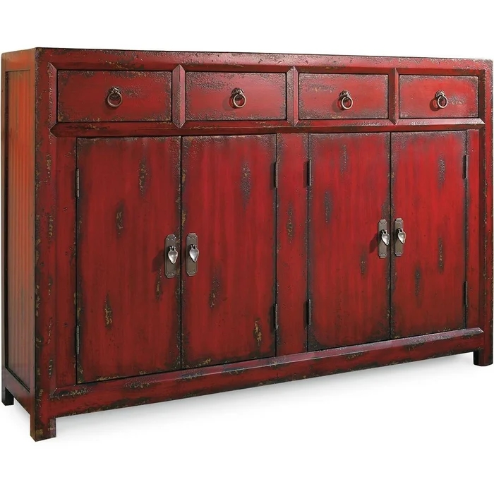 58” Red Asian Cabinet