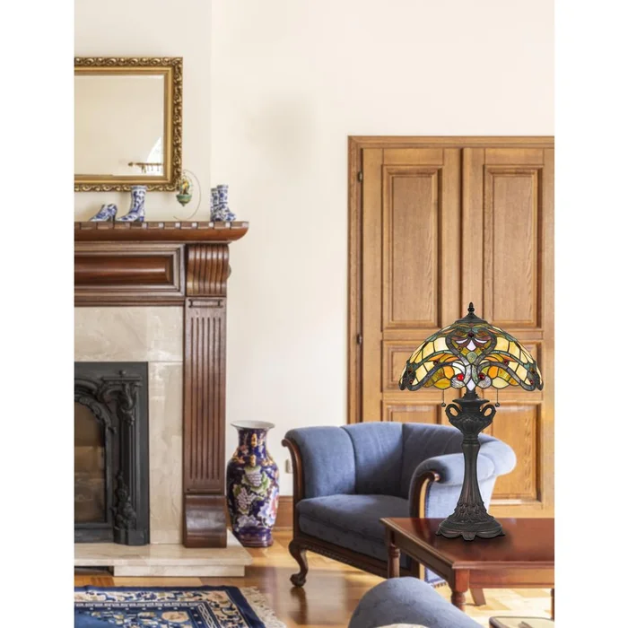 60W X 2 Tiffany Table Lamp, Bo2796Tb By Cal Lighting – Tiffany