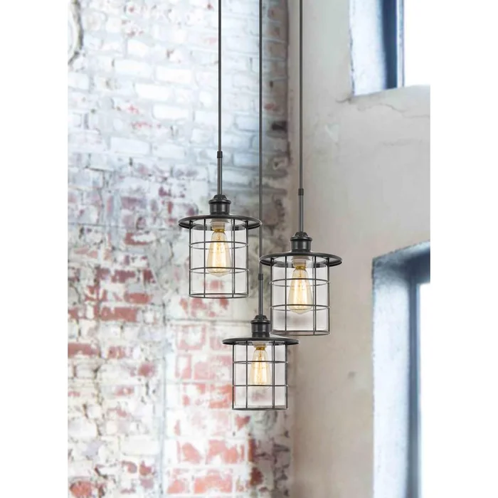 60W X 3 Silverton Metal/Glass Pendant Fixture (Edison Bulbs Not Included), Dark Bronze By Cal Lighting – Dark Bronze