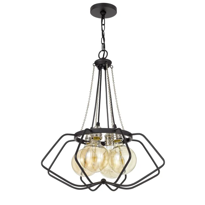 60W X 4 Ladue Metal Chandelier (Edison Bulbs Shown Are Included), Black/Chrome By Cal Lighting – Black/Chrome