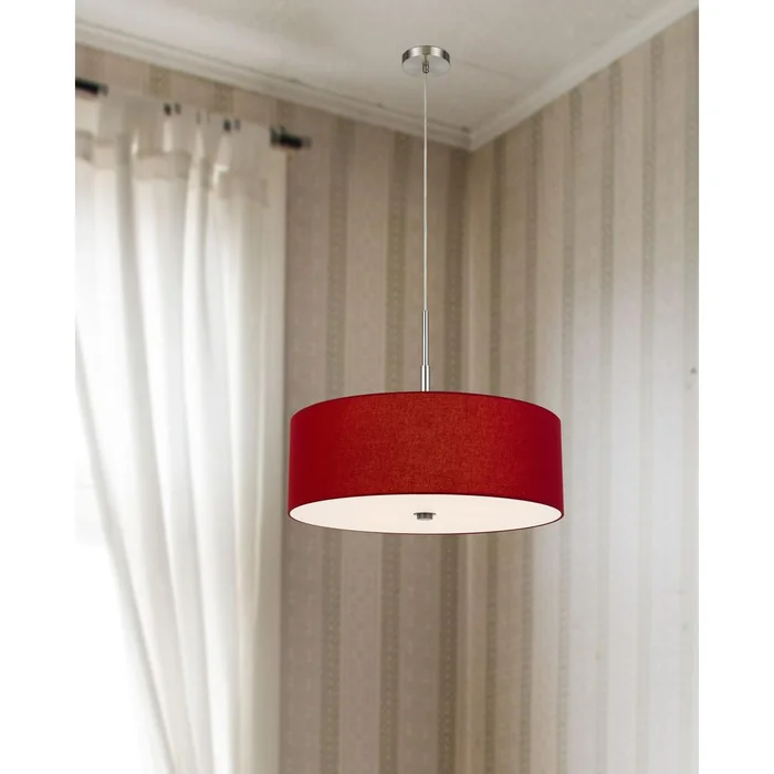 60W X 4 Lonoke Pendant Fixture With Hardback Drum Shade, Maroon By Cal Lighting – Maroon