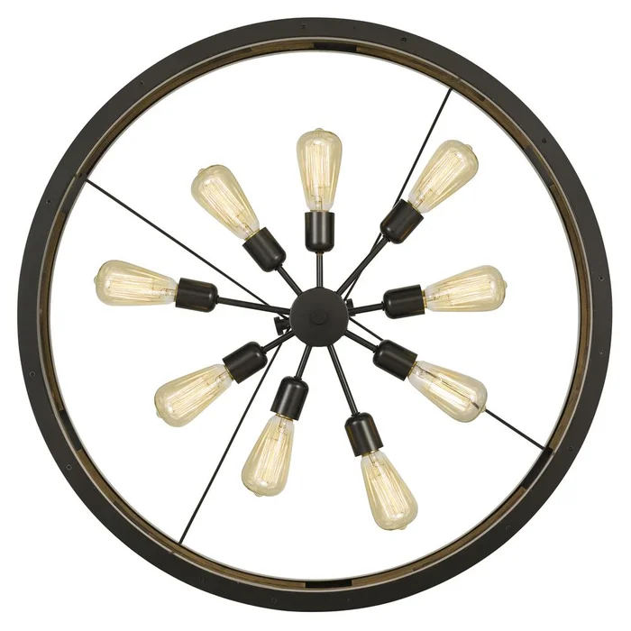 60W X 9 Bradford Metal And Wood Chandelier (Edison Bulbs Not Included) By Cal Lighting – Smoky Wood