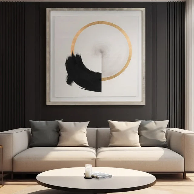 71×71 Hand Painted Fan Circle, White