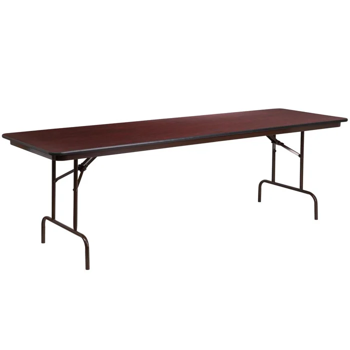 8-Foot High Pressure Mahogany Laminate Folding Banquet Table By Flash Furniture – Mahogany