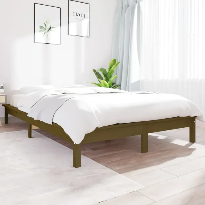 820544 vidaXL Bed Frame without Mattress Honey Brown 140×200 cm Solid Wood