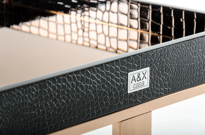 A&X Padua Modern Small Champagne & Rosegold End Table