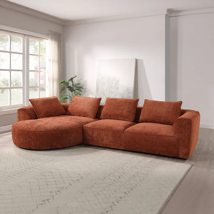 Aceso 136.61″W Sectional Sofa with 4 Pillows