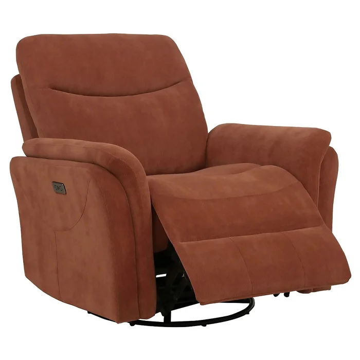 Adler Upholstered Power Swivel Glider Recliner Rust