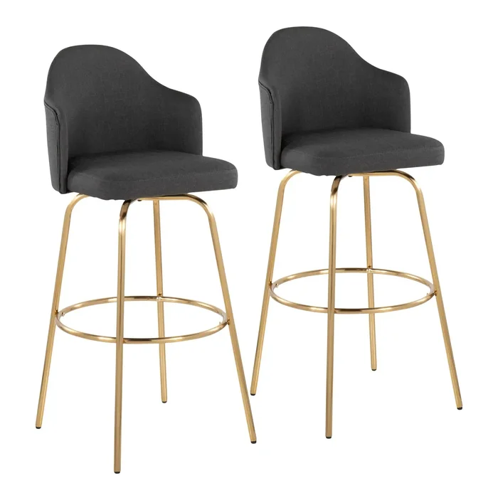Ahoy – Contemporary Fixed Height Bar Stool & Round Footrest (Set of 2)