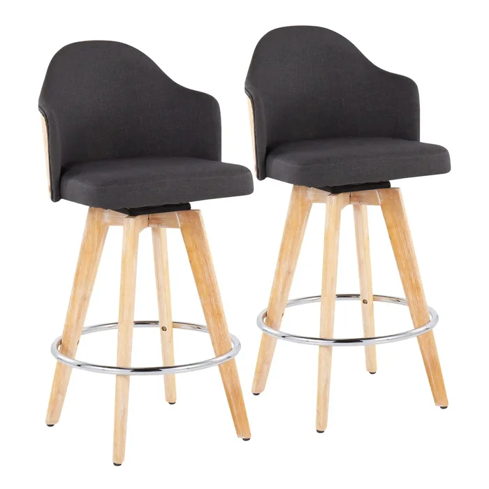 Ahoy – Contemporary Fixed Height Counter Stool & Round Footrest (Set of 2)