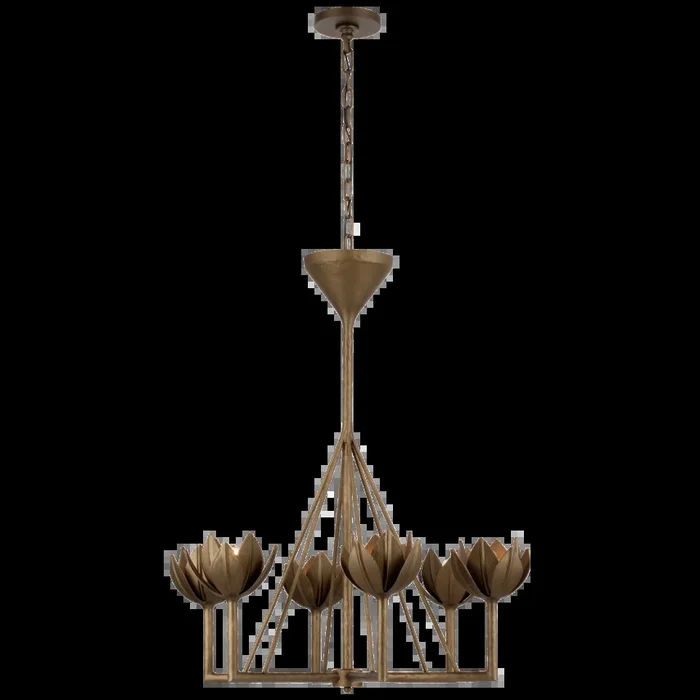 Albro Small Lone Tier Chandelier – Antique Bronze Leaf