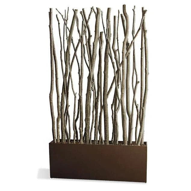 Alder Poles in Linear Planter