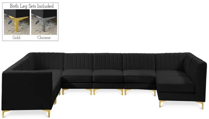 Alina – 8 Piece Velvet Modular Sectional