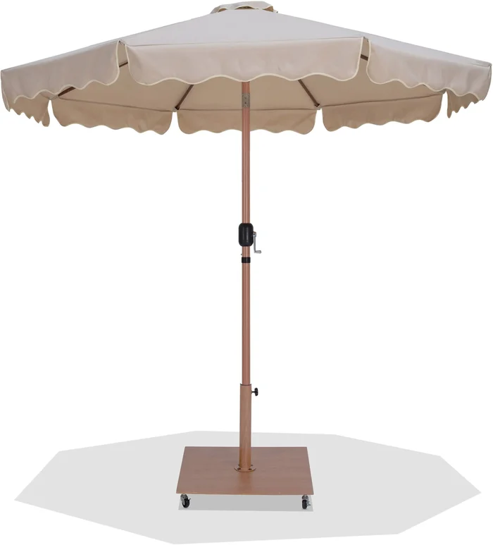 Amalfi – Aluminum Patio Umbrella – Light Brown Base / Light Brown Pole