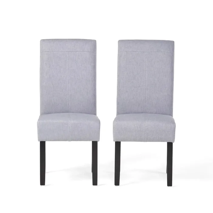 Amaranthine – Upholstered Dining Chair With High Back And Wood Legs (Set of 2) – Light Gray