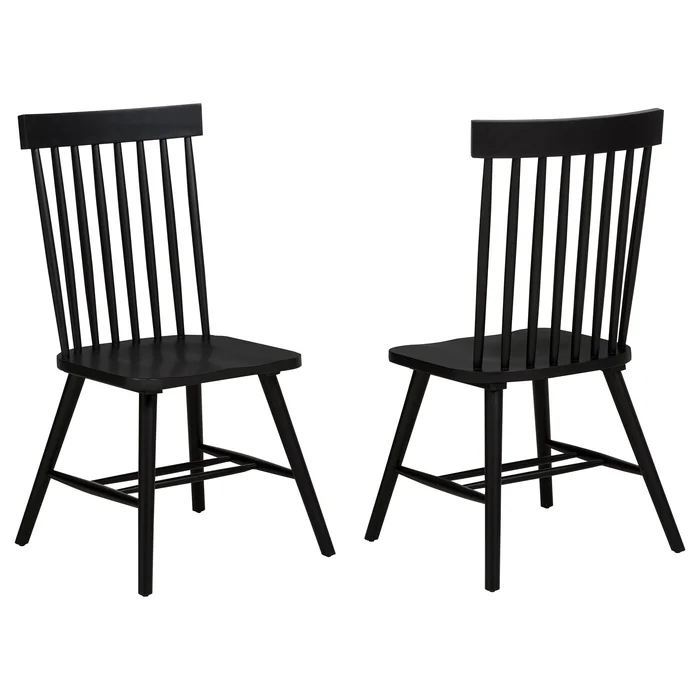 Andrews Windsor Spindle Back Dining Side Chair Black (Set of 2)
