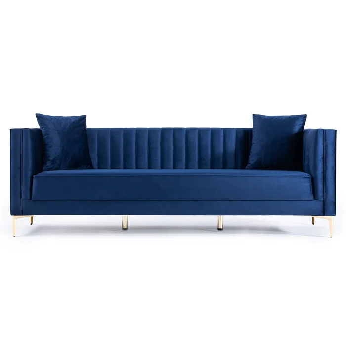 Angelina Sofa 91″ (Dark Blue Velvet)